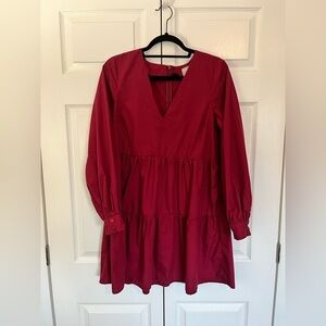 ASOS DESIGN Red Long Sleeve Mini Dress Size US 6